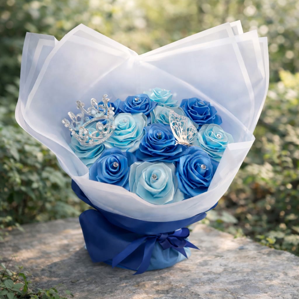 Ramo de 12 Rosas Azules – Elegancia con significado